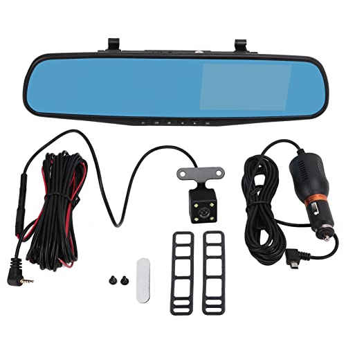 Sicerk Monitor de Estacionamiento, Cámara con Espejo Retrovisor, Detección de Movimiento, 4,3 Pulgadas, Grabación en Bucle a Prueba de Agua, Visión Nocturna LED, Fácil Instalación para Automóvil Cover