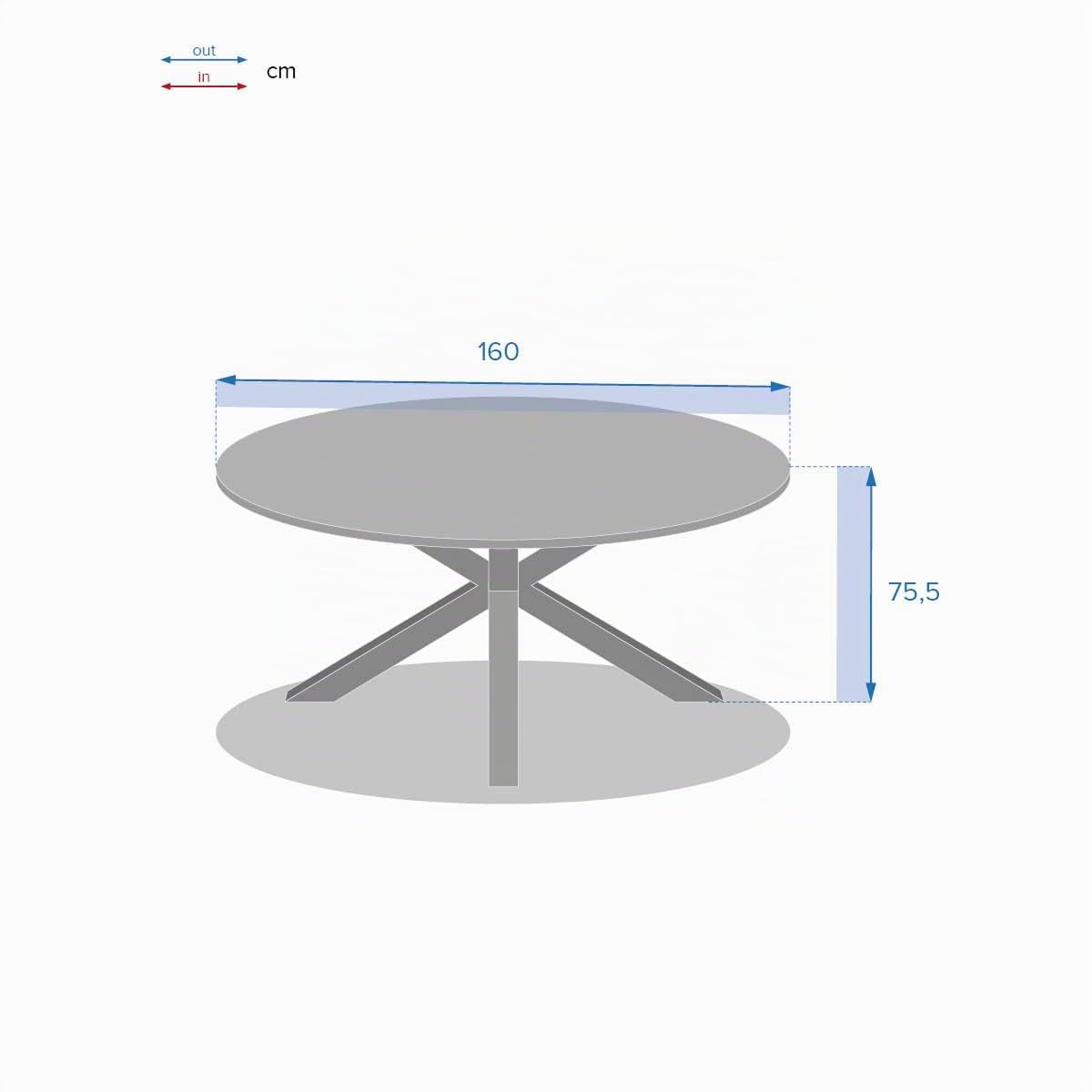HESPERIDE - Table de Jardin Ronde Oriengo Blanc - 8 Places - Aluminium Antirouille Acacia - Mobilier d'Extérieur pour Terrasse Balcon Patio