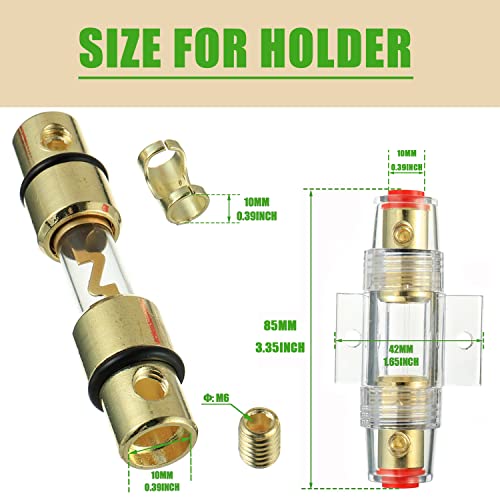 Sigandg Agu Fuse Holder Inline Gold Plated With 2 Pcs 20A Agu Fuse For Automotive Audio Power Safety Protection (20A) #TOP1