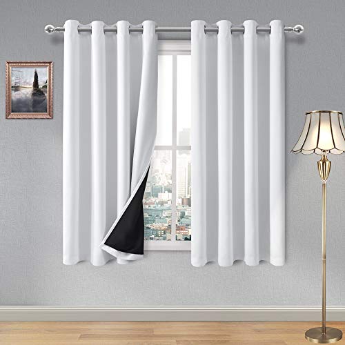 DWCN 100 % Verdunkelungsvorhänge für Schlafzimmer, 2 Stücke, Doppellagiger Vorhänge, Weiß Gardinen mit Ösen,160x132(Höhe x Breite) Cover