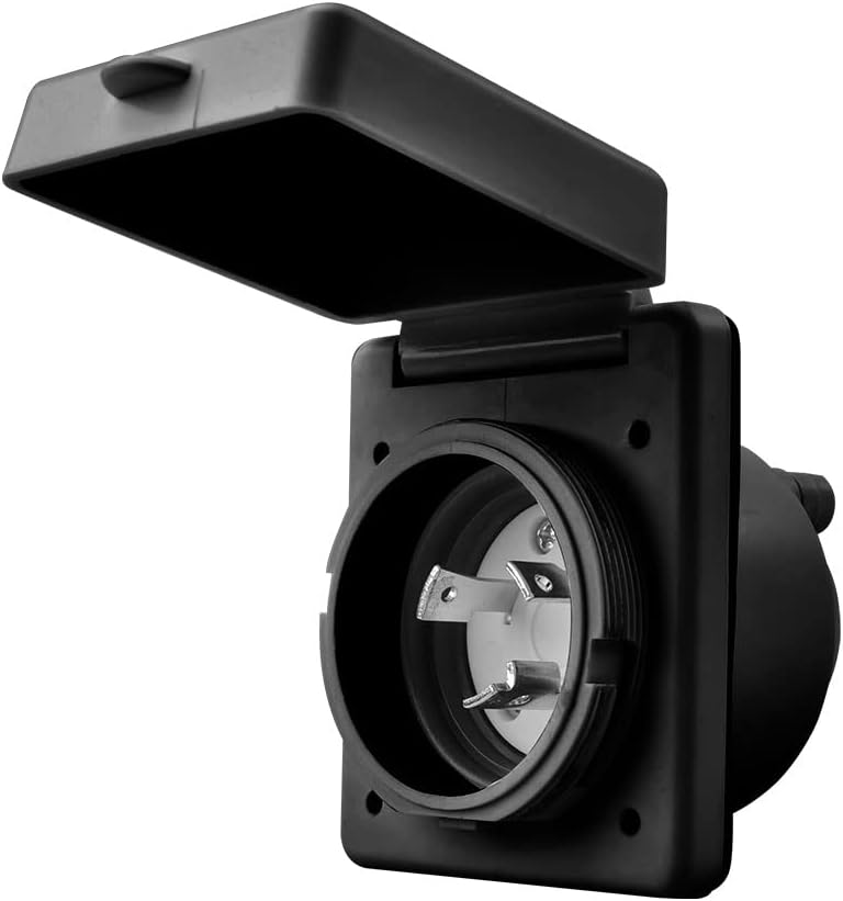 Veepeak 30 Amp Shore Power Inlet NEMA L530P 125V Twist Locking Power Plug for Marine Boat RV