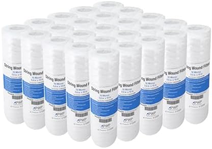 String Wound Sediment Water Filter Cartridge Standard 2.5x10" 10 Micron 25 Pack