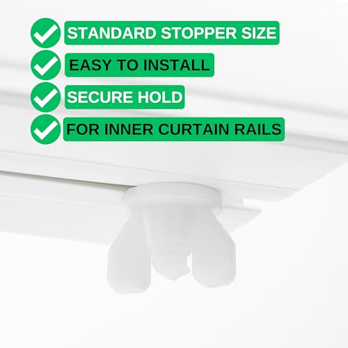 Miniatura 2 de Topes Intermedios, 12 Ud, Blanco, Tapón De Cortina, Adecuado Para Rieles Cortinas De Plástico, Madera, Aluminio, Accesorios Para Rollos De Cortina Como Deslizadores De Cortina Y Ganchos De Cortina