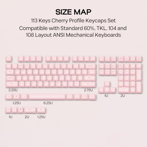 Image of EPOMAKER AegisSil Keycap Set, Silicone Material, Cherry Profile, 113 Keys, 65% /75% /96% /Full Size, Custom Keyboard Keycaps Set for Cherry MX, Kailh, Outemu, Gateron Mechanical Gaming Keyboard (Pink)