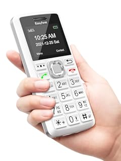 Easyfone T200 4G Sim-Free Feature Mobile Phone, Easy-to-Use Big Button Clear Sound Dumb Basic Phone for Seniors and Kids or Digital Detox (White)