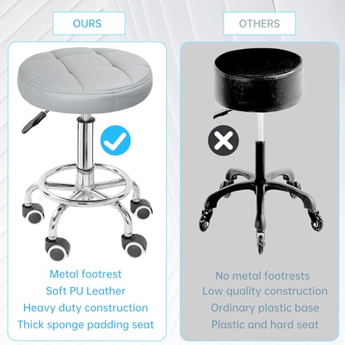 IBVIVIC PU Leather Rolling Stool Height Adjustable Round Swivel Stools by IBVIVIC - Image 5