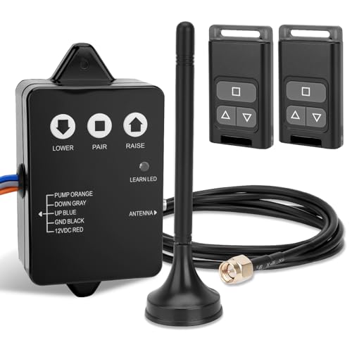 Upgraded Wireless Dump Trailer Remote Control Kit 12V Hydraulic Pump Remote Controller Compatible with 3-Wire&4-Wire Systems Cordless Lift Winch Tilt Power Unit Controller for Dump Trailers & Trucks