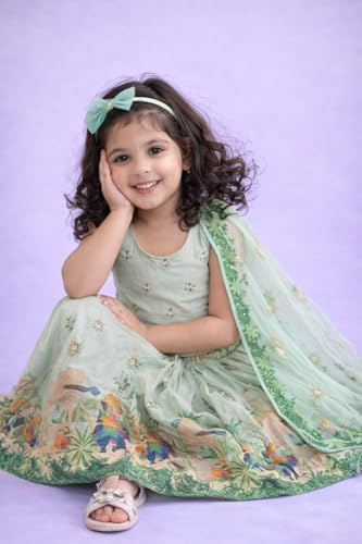 Image of Delima Fashion Girls Printed Lehenga Choli Set with Dupatta | Kids Ethnic Wear for Wedding, Festival & Party | Lightweight Traditional Outfit for Girls