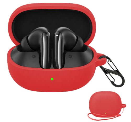 HENGFUTQ �V���R���ی�P�[�X For QCY MeloBuds N20 �Ή� �����h�~�t�b�N�t�� �X�����y�� �_�炩�V���R���f�� �Ռ��z�� �����E���E�ق���h�~ �����ɂ��� �X�|�[�c�����N�[���f�U�C�� �\�t�g�J�o�[(���b�h)