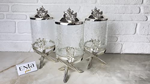 Silver Unique Glass Canister Set For Kitchen, Paper Towel Holder, Tea Sugar Coffee Canister, Cookie & Candy Jar… (Full Set) #TOP5