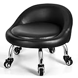 FLOLXNB Low Height Rolling Stool with Back, Low Height Rolling Chair, Low Stool with Wheels for Garage Shop Home Office,M