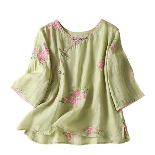 Chemise style chinois Tang pour femmes GUOYUXIAO en lin léger d'été