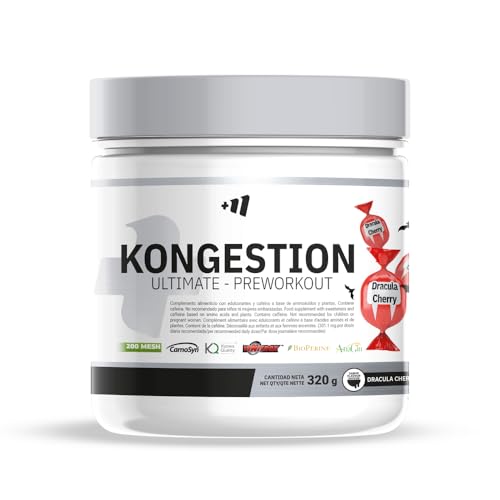 MASmusculo - Kongestion - Pre Entreno - Suplemento en Polvo - 320 g - Preentrenamiento con Creatina, Cafeína, Beta-Alanina y Glutamina - Mejora Rendimiento Físico - Sabor Dracula Cherry