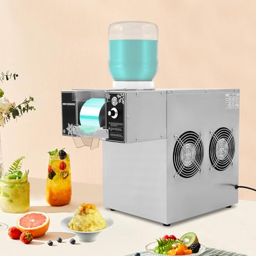 Speiseeisbereiter Schneeflocken Eisbereiter, 750W/360W Kommerzieller Softeismaschine, Geschwindigkeit Einstellbar, Automatischer Elektrischer Eiszerkleinerer für Restaurants, Supermärkte (120kg/24h) – Bild 8