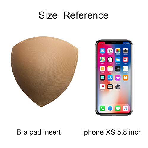 3 Pairs Removeable Push Up Triangle Bra Pads Inserts,Replacement Pad For Bikinis Top Sport Bra Swimsuit For A B C Cups-Beige #TOP6