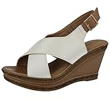 Cushion Walk Ladies White Comfort Slingback Wedge Sandal, Size 5 / 38