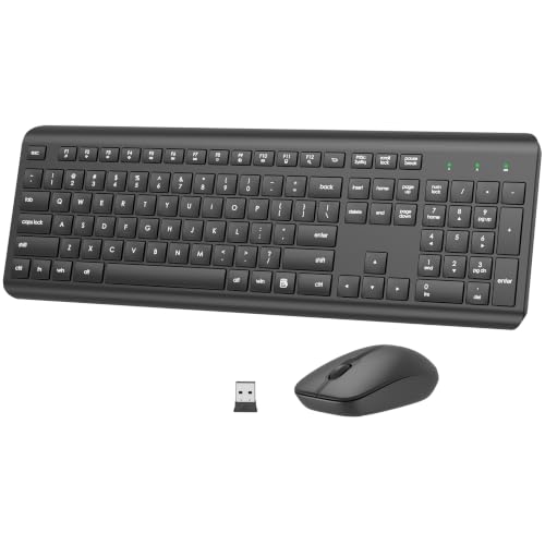 Wireless Keyboard and Mouse Combo, Full Size, Silent Typing, Ergonomic, Long Battery Life, Optical Mouse, 2.4G Lag-Free Cordless Mice Keyboard for Computer, Mac, Laptop, PC, Windows by ULSOU - Used condition - US$20.05