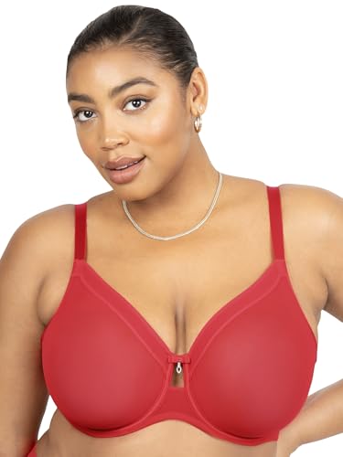 Curvy Couture Women’s Sexy Sheer Mesh Plus Size Full Coverage Bra, Crantastic, 36H