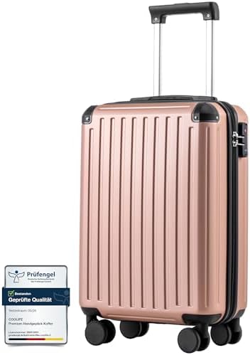 COOLIFE Ryanair Kabinenkoffer 55x35x20 cm EasyJet Handgepäck Koffer TSA | PC+ABS Hartschale,4 Doppelrollen, leicht, Bordgepäck–für Kurzurlaub, Städtetrips, Geschäftsreisen & Flugre