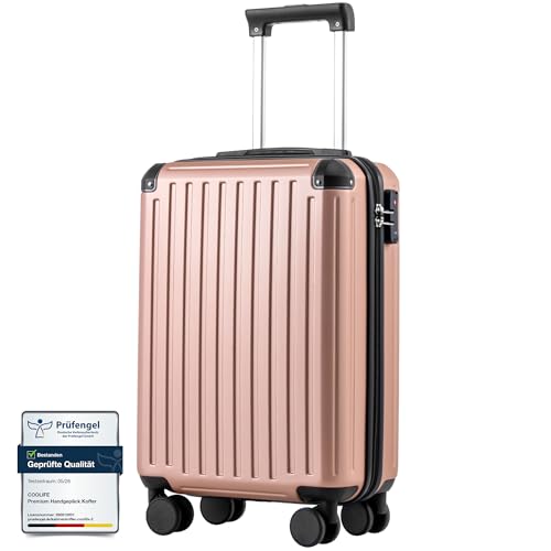 COOLIFE Kabinenkoffer 55X35X20cm für Ryanair Flugzeug Handgepäck Kabinengepäck Hartschalenkoffer mit TSA-Schloss und 4 Zwillingsrollen 2 Jahre Garantie
