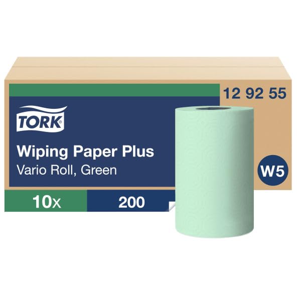 Tork 129255 Carta resistente Universale, sistema W5 per rotoli piccoli, 2 veli, 200 strappi, 10 Rotoli, verde (23 x 27,5 cm)