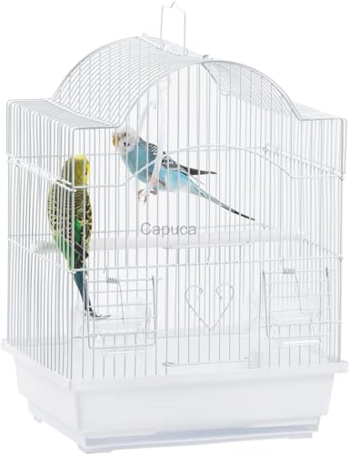 Capuca Small Bird Travel Cage-Lightweight Small Birds Starter Kit with Birdcages and Accessories Great for Parakeets Lovebirds Parrotlets Finches Canaries Removable Plastic Tray Include