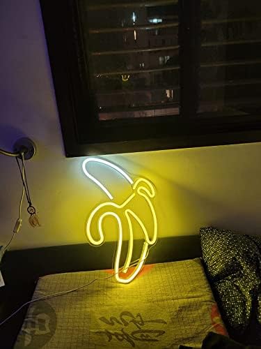 Led Night Light Neon Sign, Banana Led Neon Light Wall Light Wall Decor for Bedroom Halloween Christmas Theme, Battery or USB Powered Light Up Acrylic Neon Sign for Bedroom Bar Party Garden Decorations