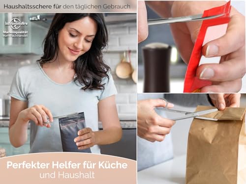 Bastelschere Papierschere Mehrzweckschere Edelstahl Rostfrei mit gebogener abgerundeter Schnittfläche für Basteln, Haushalt und Büro 13 cm