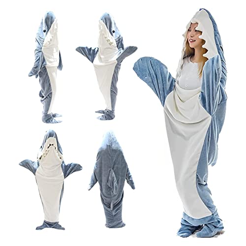 Shark Blanket Adult- 2023 New Wearable Shark Blanket,Shark Blanket Hoodie,Kids Wearable Blanket,Super Soft Cozy Flannel Hoodie Shark Sleeping Bag, Shark Onesie Blanket, Gifts For Shark Lovers(L)… #TOP5