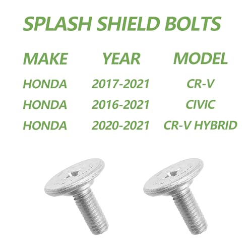 Image of Lower Engine Cover Pin, Radiator Engine Access Cover Pin and Lower Cover Bolts, Replace 90674-TY2-A01, 90105-TBA-A00, Splash Shield Hardware Compatible with Honda, CR-V, Accord, CivicAcura