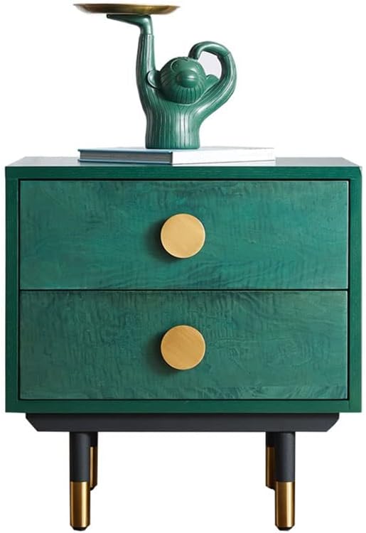 Nightstand Bedside Table Drawer Storage Cabinet Modern Living Room Bedroom Bedside Table Storage Cabinet Wooden Cabinet Small Coffee Table Bedside End Table (Color : Green)