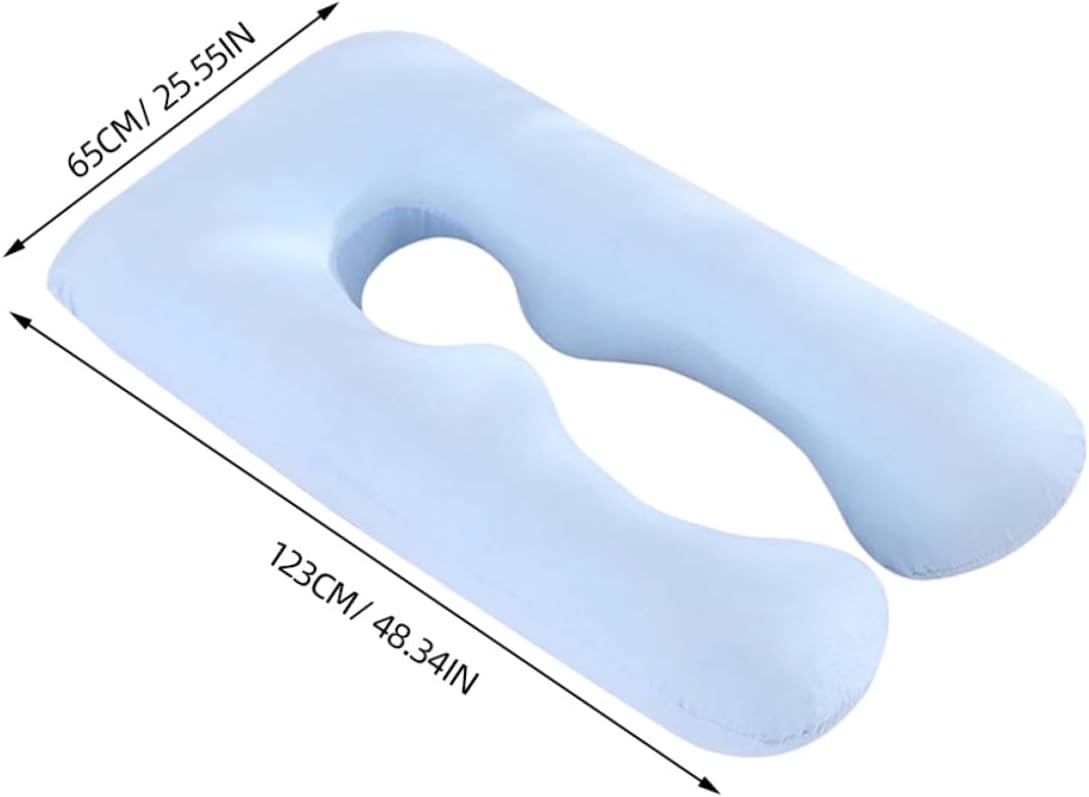 U-Shape Pregnancy Pillow Case, Cotton Body Cushion Cover for Pregnant Women, Sky-Blue, 48.42 X 25.59 Inches, Zipper Design, Comfortable and Durable for Sleeping Support