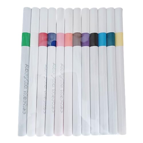 Generisch Lot de 6 marqueurs acryliques professionnels 2026 pour le design artistique sur différentes surfaces avec un fort pouvoir couvrant et une brillance intense des couleurs (taille B, taille
