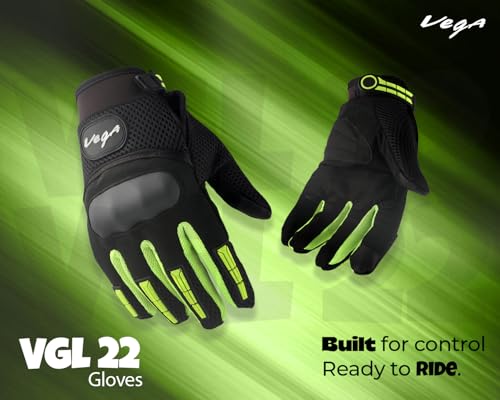 Image of VGL-22 Full Finger Motorcycle Riding Gloves Black Neon Green-L