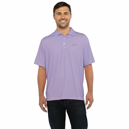Men's College Moisture Wicking Premium Stretch Fit Striped Polo