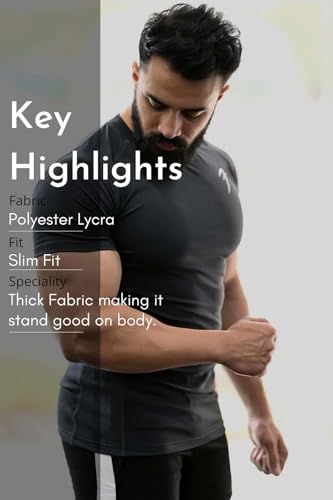 Image of Round Neck Half Sleeves Gym Workout Solid Sports and Gym T-Shirt for Men