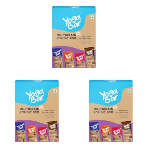 Image of Yogabar Multigrain Energy Bar Variety Pack, 10 Bar, Healthy Diet with Fruits, Nuts, Oats and Millets, Gluten Free, Crunchy Granola Bars, Packed with Chia and Sunflower Seeds (10 Bar) (Pack of 3)