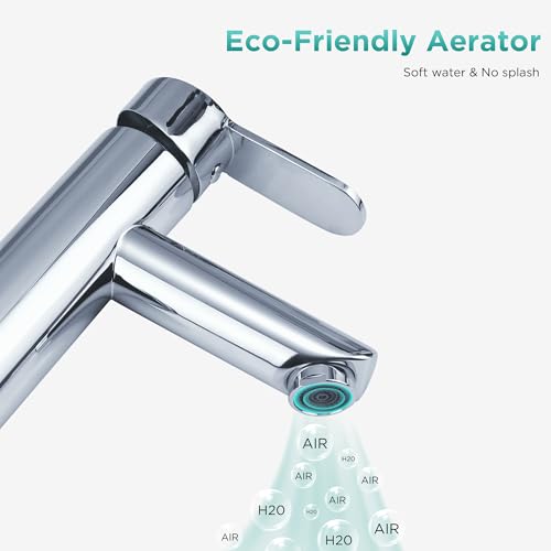 Chrome Bathroom Basin Tap Washroom Hot and Cold Mixer Tap 1 Hole Single Lever Bathroom Sink Faucet with 80CM UK Standard Hoses - Image 7