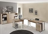 Eiche Sonoma Nachbildung Arbeitszimmer mit Winkelschreibtisch komplett Set Office Line mit Highboard in Eiche Sonoma