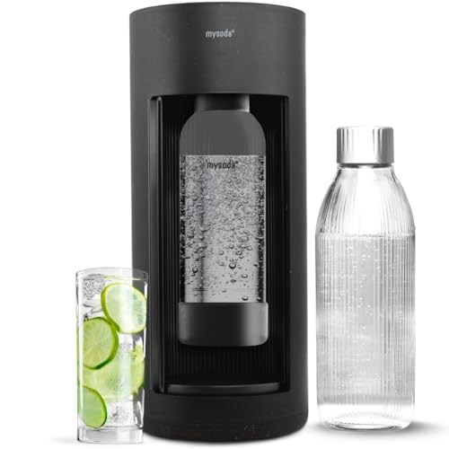 Mysoda Glassy Sparkling Water Maker with 1L Bottle, Black
