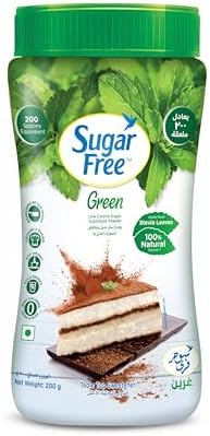 Sugar Free Green Stevia Jar, 200 g | 100% Plant-based Natural Sweetener | Equivalent to Sweetness from 1Kg Sugar | 100% Natural Stevia leaves