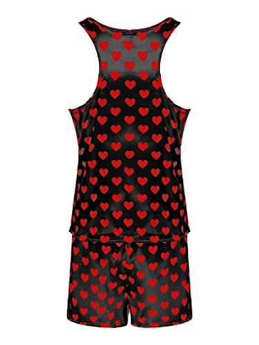 ACSUSS Men's Silk Satin Pajamas Set Sleeveless Racerback Tank Top Sleepwear with Boxer Shorts2