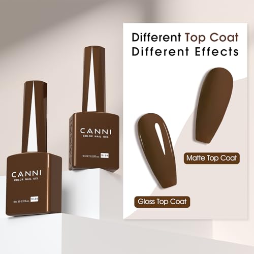 Image of CANNI 9ml Dark Brown Gel Nail Polish, High Gloss UV LED Soak Off Gel