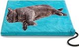 stohot Outdoor Pet Heating Pad for Dogs & Cats, Extremely Waterproof Heated Cat Bed with Built-in Thermostat, Heated Bed Blanket for Outside Animals Puppy Feral Stray Cat (Lake Blue, 17.7'x17.7')