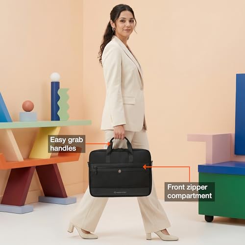 Image of Nasher Miles Briefcase & Messenger Bag | Lightweight PU & Polyester with Adjustable Strap, Fits Laptop | Ideal for Office & Travel | for Men & Women