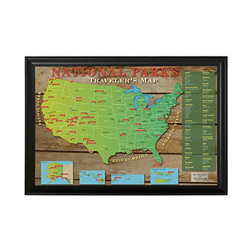 Push Pin Travel Maps Personalized National Park Us With Black Frame And Pins - 27.5 Inches X 39.5 Inches #TOP15