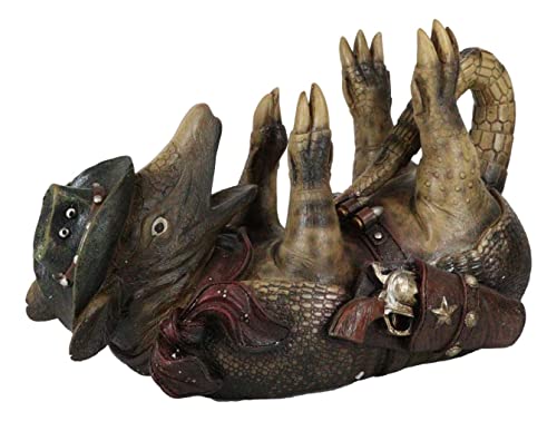 Ebros Gift Coiled Tipsy Drunk And Wild Armored Cowboy Sheriff Armadillo Booze Guzzler 12" Long Wine Bottle Holder Storage Caddy Figurine For Party Hosting Kitchen And Home Decor Statue #TOP4