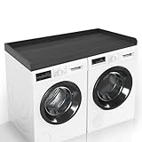 SADIELIFE Washer Dryer Countertop with Edge Rails,27.5" Depth x 54" Wood Countertop for Washer and Dryer,High-Adhesion,Laundry Machine Topper for Laundry Room Organization and Storage(Black)