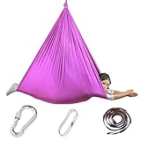 Aerial Yoga Hängematte Set, 200 Kg Max. Tragfähigkeit Mit Beschläge,Klein,150x280CM,Violett