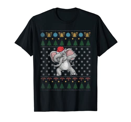 África Amante De Los Animales Feo Navidad Divertido Dabbing Elefante Camiseta